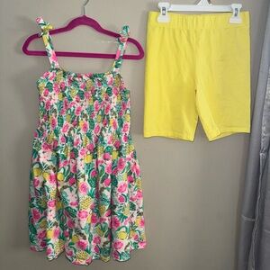 Cynthia Rowley, girls matching dress and shorts set, size large 10/12